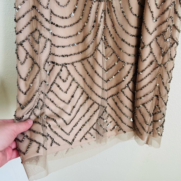 Adrianna Papell Nude Beaded Short Dress - Picture 7 of 9